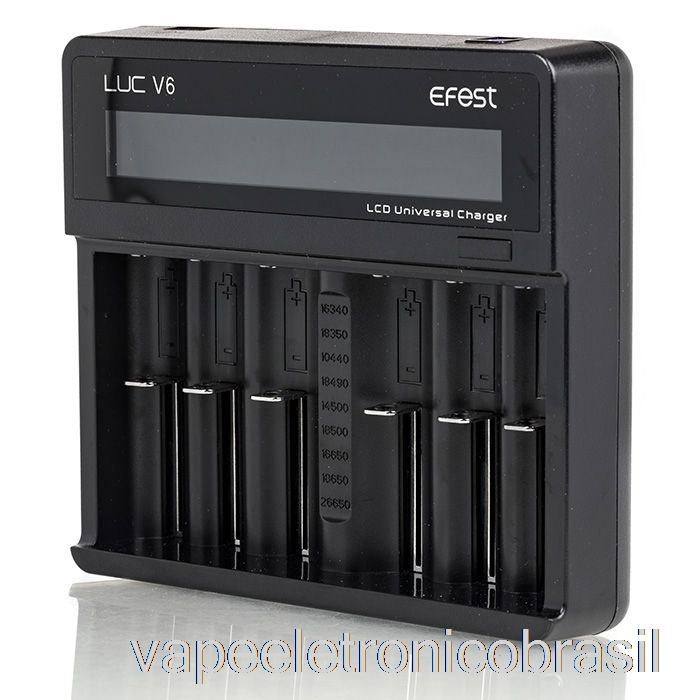 Vape Recarregável Efest Luc V6 Carregador Universal Lcd De 6 Baias