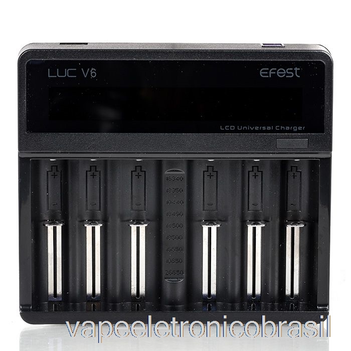Vape Recarregável Efest Luc V6 Carregador Universal Lcd De 6 Baias
