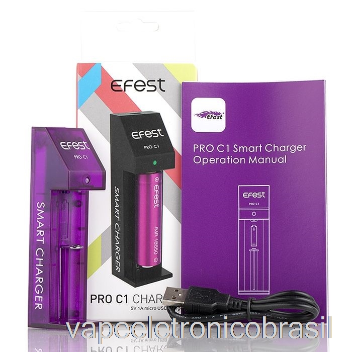 Vape Recarregável Efest Pro C1 Carregador De Bateria Inteligente De 1 Compartimento