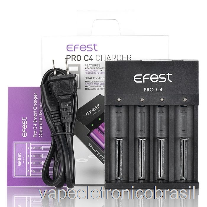 Vape Recarregável Efest Pro C4 Carregador De Bateria Inteligente De 4 Baias