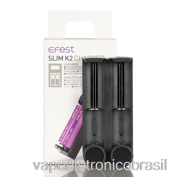 Vape Eletrônico Efest Slim K2 Carregador De Bateria De Dois Slots