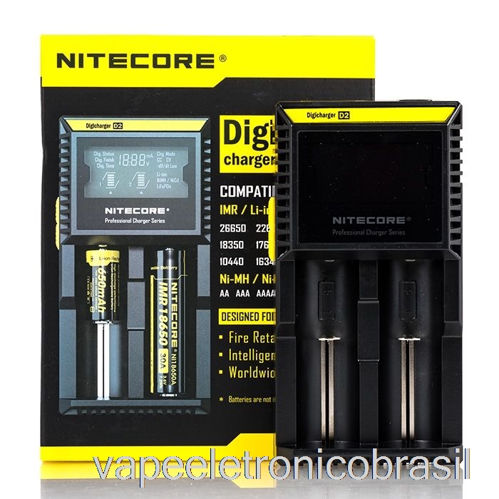 Carregador De Bateria Vape Vaporesso Nitecore D2 (2 Baias)