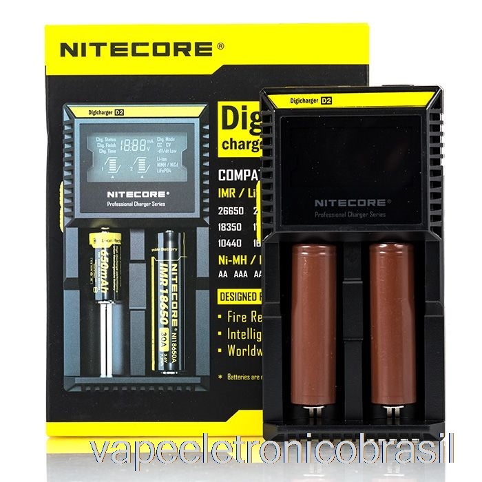 Carregador De Bateria Vape Vaporesso Nitecore D2 (2 Baias)