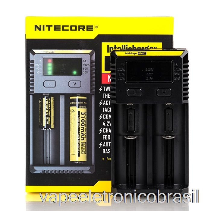 Carregador De Bateria Vape Eletrônico Nitecore I2 (2 Baias)