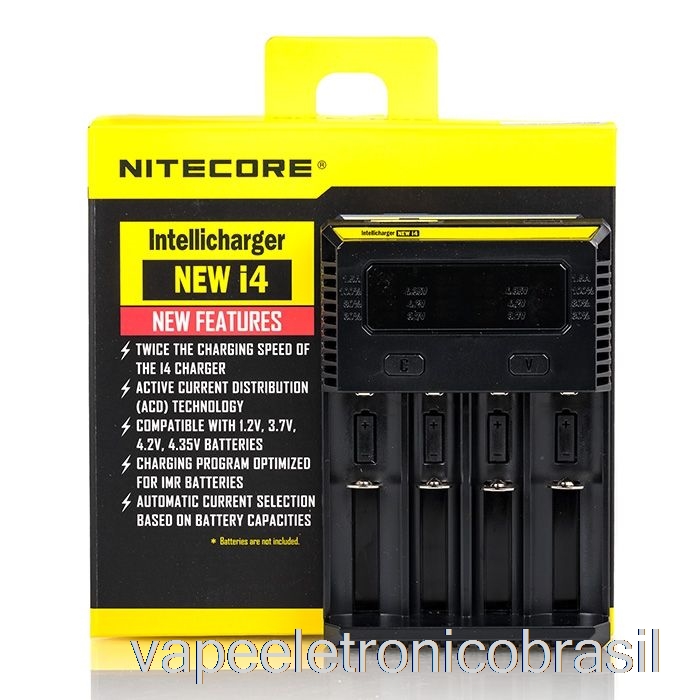 Vape Eletrônico Nitecore I4 Carregador De Bateria V2 (4 Baias)