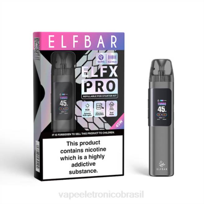 ELFBAR ELFX Pro dispositivo aberto cinza 224B3 Vape Eletronico