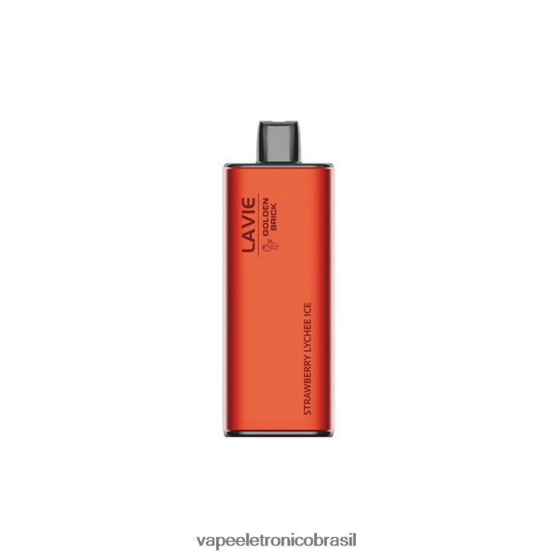 LAVIE GOLDEN BRICK 10.000 baforadas gelo de lichia de morango 4DFH267 - Vape Vaporesso