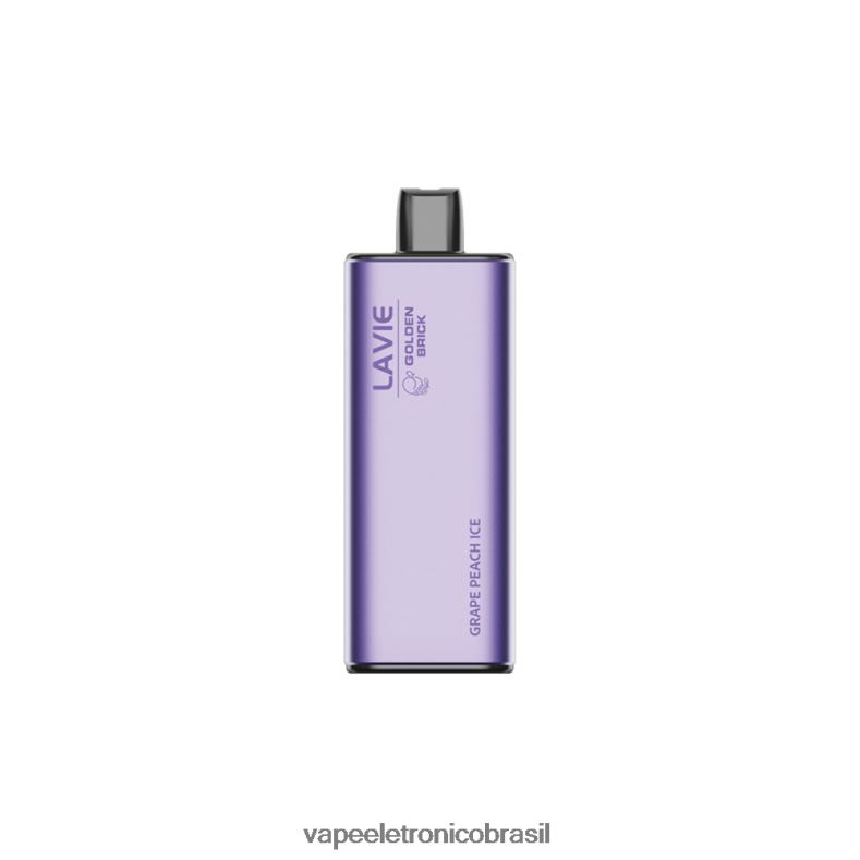 LAVIE GOLDEN BRICK 10.000 baforadas gelo de uva e pêssego 4DFH260 - Vape Sem Nicotina