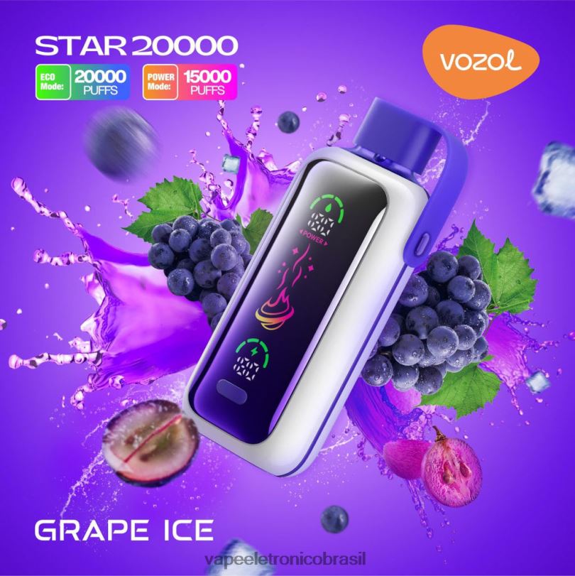 Vape Descartavel - VOZOL STAR 20.000 gelo de uva 6D4H69