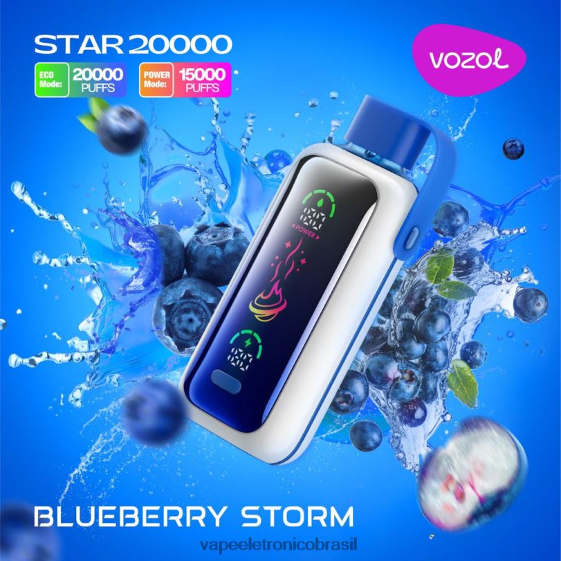Vape Sem Nicotina - VOZOL STAR 20.000 tempestade de mirtilo 6D4H65