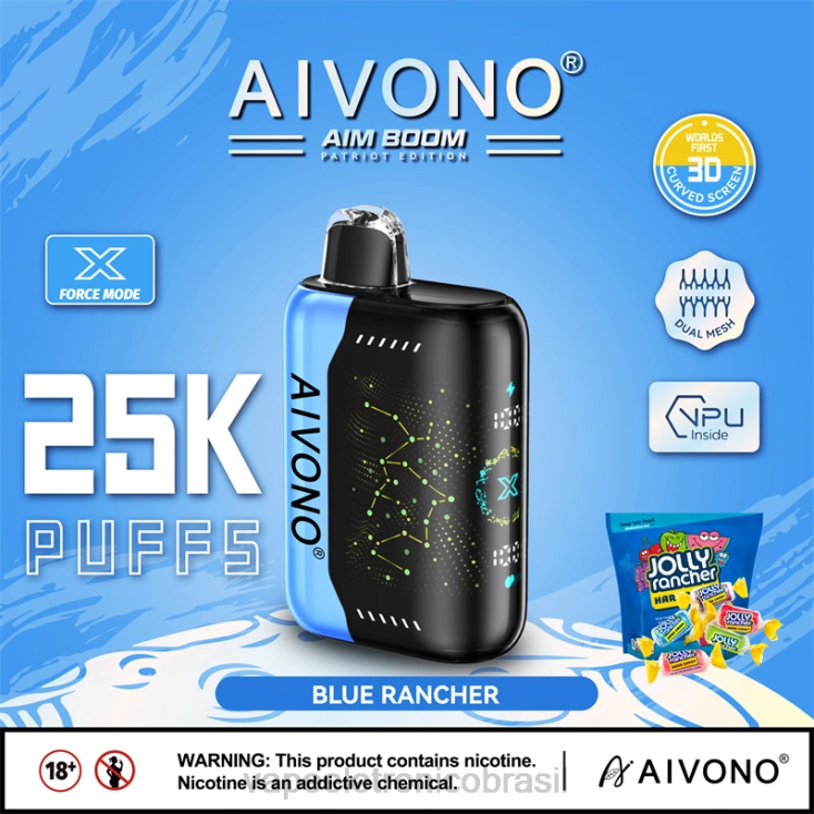 Aivono AIM BOOM 25.000 fazendeiro azul NHDB2344 - Vape Descartavel