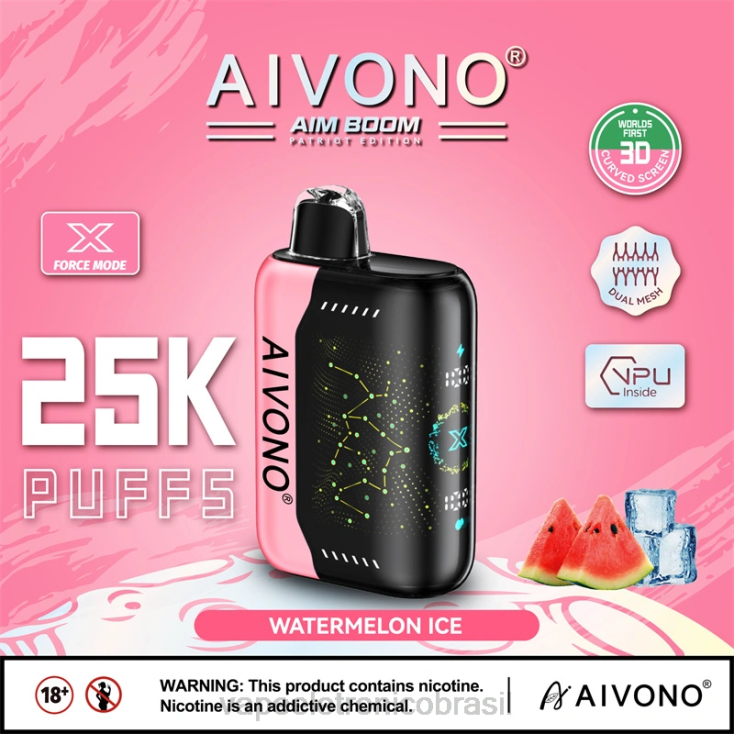 Aivono AIM BOOM 25.000 gelo de melancia NHDB2353 - Vape Eletronico