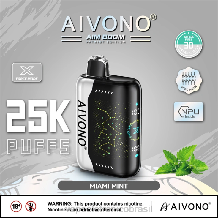Aivono AIM BOOM 25.000 hortelã de miami NHDB2349 - Vape Descartavel