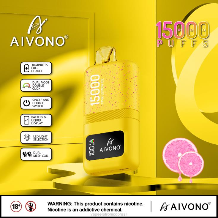 Aivono AIM magic 15.000 gelo de limão rosa NHDB261 - Vape Recarregável