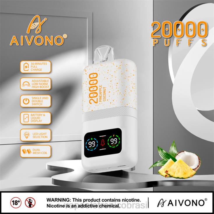 Aivono AIM magic 20.000 gelo de abacaxi e coco NHDB276 - Vape Recarregável