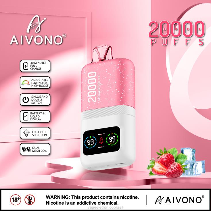 Aivono AIM magic 20.000 gelo de morango NHDB274 - Vape Descartavel