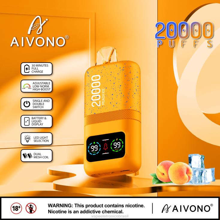 Aivono AIM magic 20.000 gelo de pêssego NHDB285 - Vape Sem Nicotina