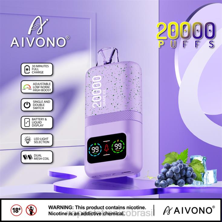 Aivono AIM magic 20.000 gelo de uva NHDB286 - Vape Recarregável