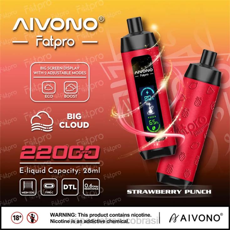 Aivono Fatpro 22.000 ponche de morango NHDB28 - Vape Eletronico