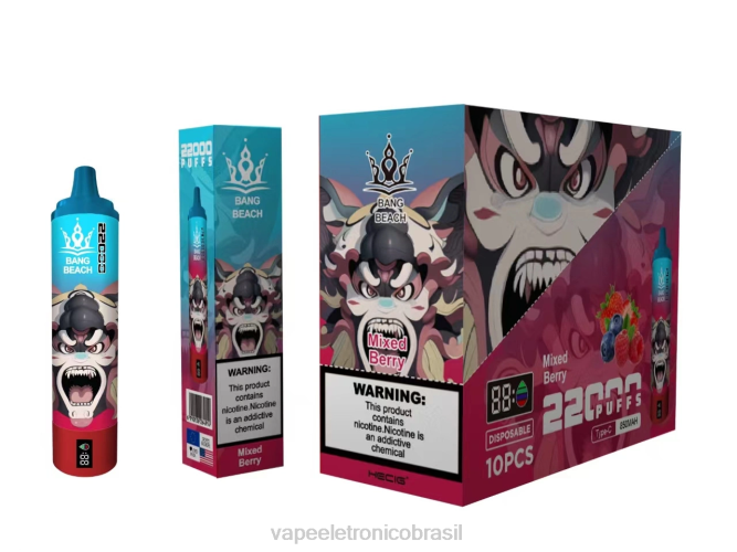 Bang Beach Tela inteligente de 22.000 baforadas baga mista 226X021 - Vape Recarregável