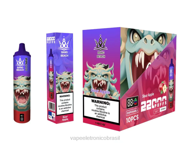 Bang Beach Tela inteligente de 22.000 baforadas maçã azeda 226X013 - Vape Eletronico