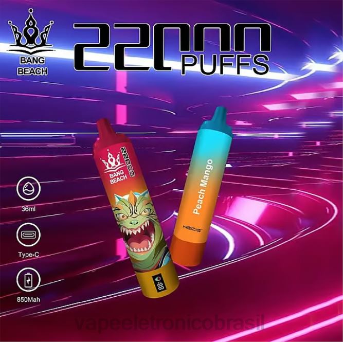 Bang Beach Tela inteligente de 22.000 baforadas manga pêssego 226X024 - Vape Descartavel