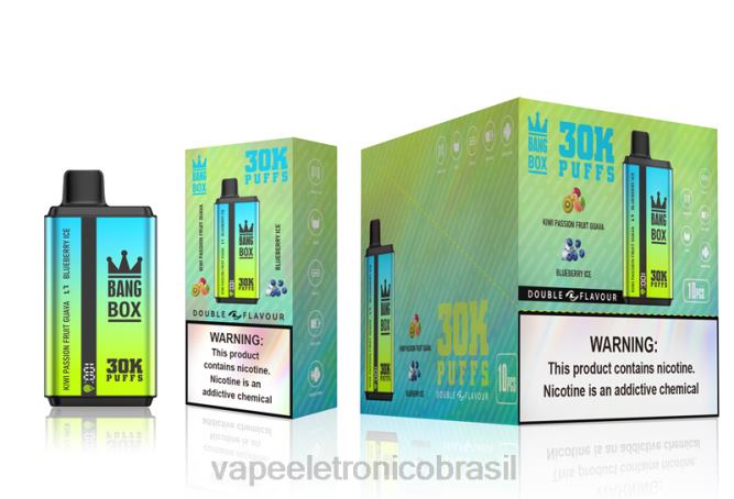 Bang Box 30.000 baforadas sabores duplos kiwi, maracujá, goiaba e sorvete de mirtilo 226X065 - Vape Sem Nicotina