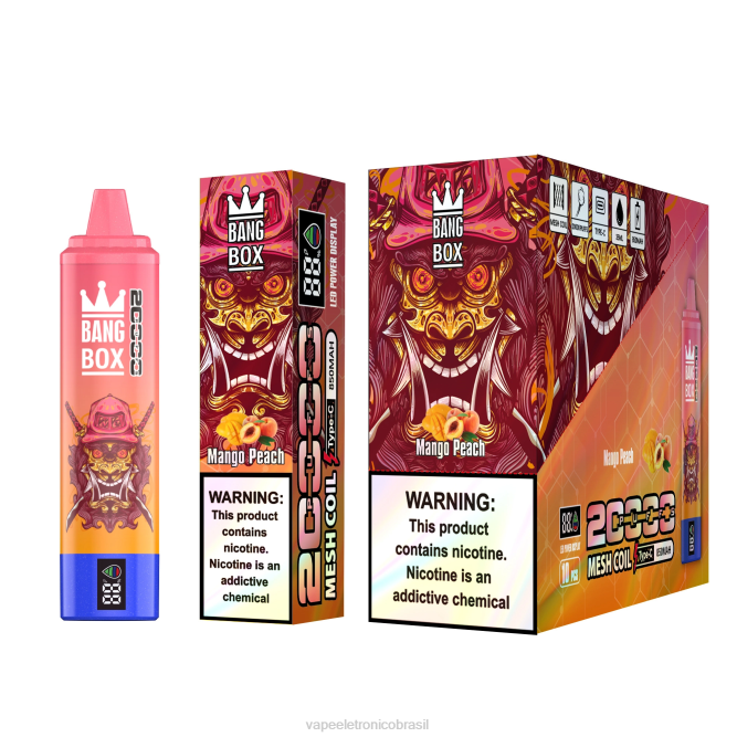 Bang Box Tela inteligente de 20.000 baforadas manga pêssego 226X058 - Vape Eletronico
