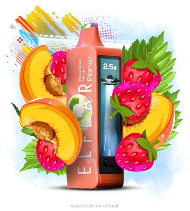 Elf Bar Planet 25.000 pêssego morango DNNJ28 Vape Eletronico