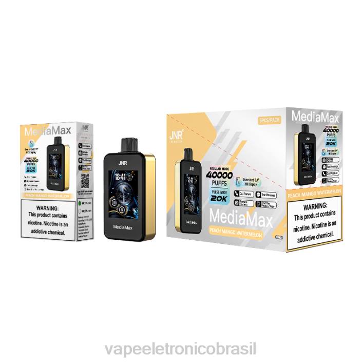 JNR MediaMax 40k sopro melancia manga pêssego L4N415 | Vape Sem Nicotina
