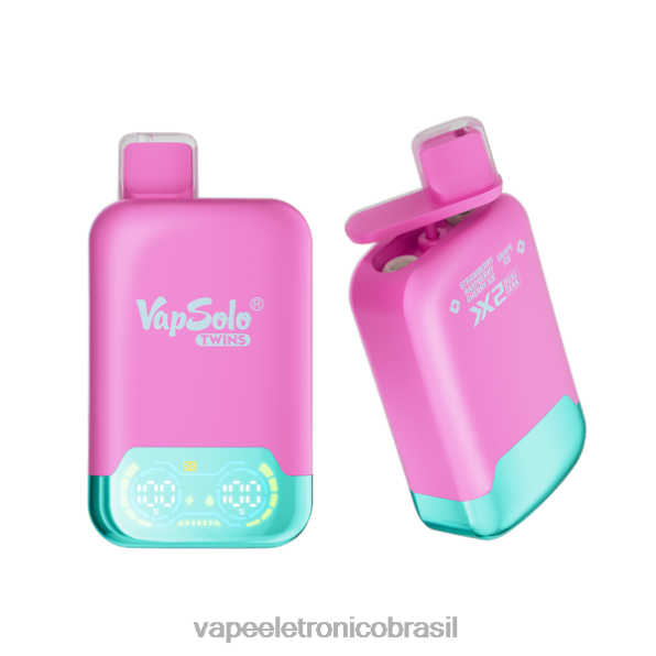 Vapsolo TWINS vaporizador descartável sorvete de morango, framboesa, cereja e gelo de uva 6BR28145 - Vape Sem Nicotina