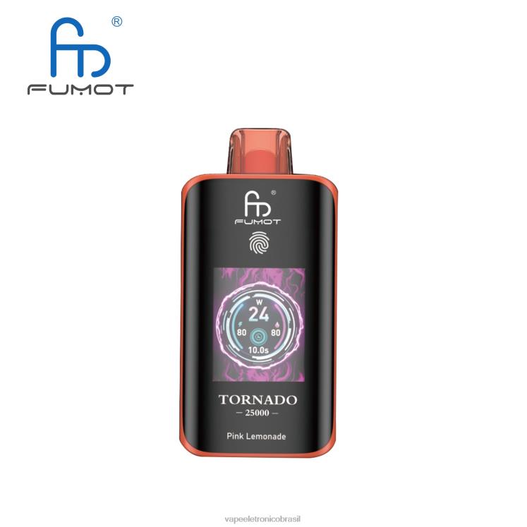 Vape Sem Nicotina - Fumot Tornado 25.000 vapores descartáveis limonada rosa 28TV010
