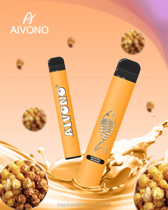 Aivono AIM FISHBONE 600 pipoca de caramelo NHDB2286 - Vape Recarregável
