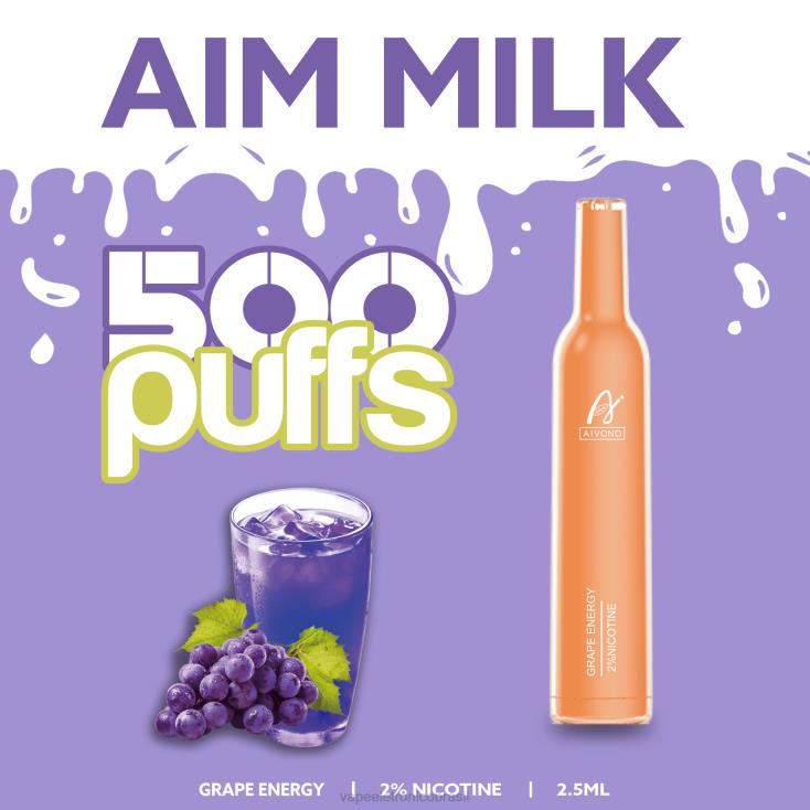 Aivono AIM MILK 500 energia da uva NHDB2265 - Vape Sem Nicotina