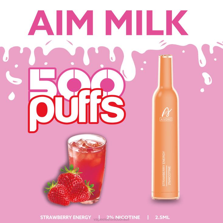 Aivono AIM MILK 500 energia morango NHDB2266 - Vape Recarregável