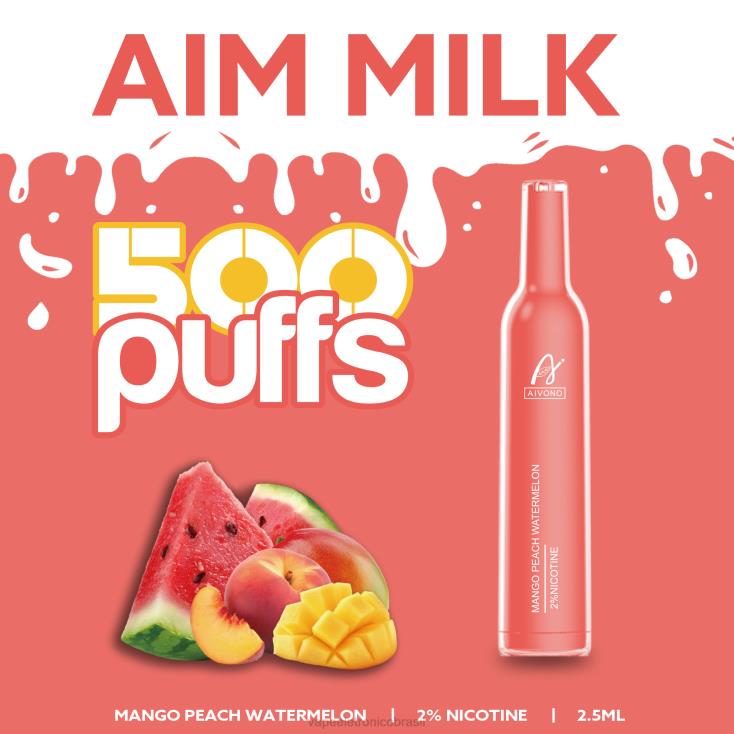 Aivono AIM MILK 500 manga, pêssego, melancia NHDB2268 - Vape Eletronico