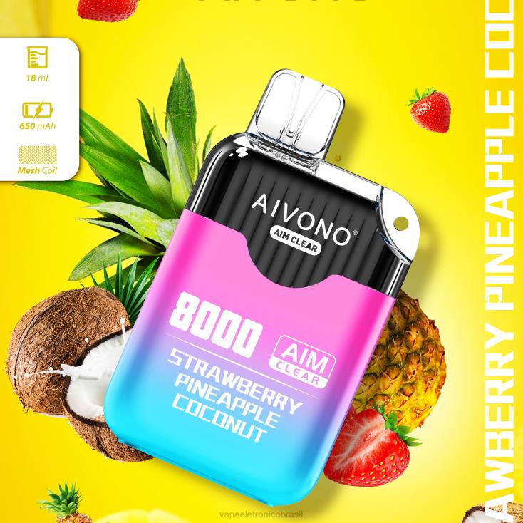 Aivono AIM CLEAR 8.000 morango abacaxi coco NHDB2207 - Vape Vaporesso