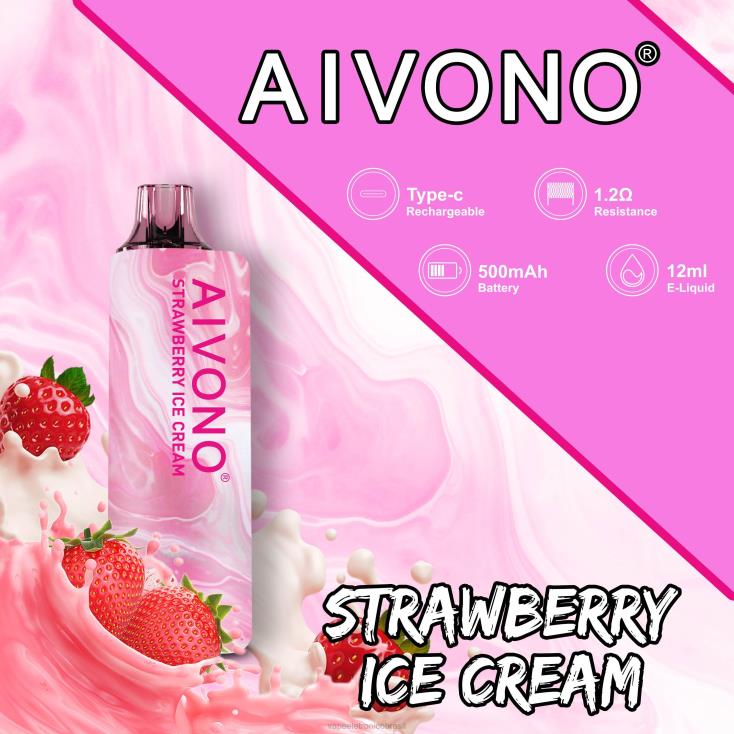 Aivono AIM GUN 7.000 sorvete de morango NHDB2105 - Vape Sem Nicotina