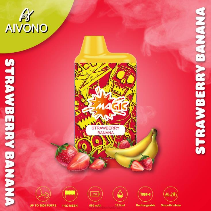 Aivono AIM MAGIC cigarro de caixa de 5800 bocas banana morango NHDB293 - Vape Eletronico