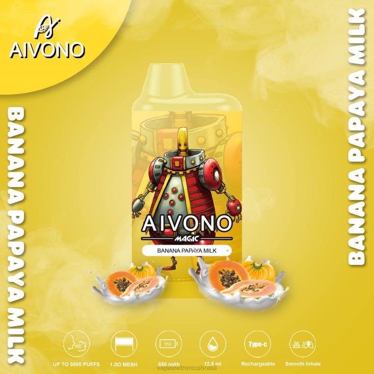 Aivono AIM MAGIC cigarro de caixa de 5800 bocas leite de banana com mamão NHDB294 - Vape Descartavel