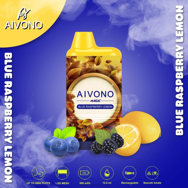 Aivono AIM MAGIC cigarro de caixa de 5800 bocas limão framboesa azul NHDB291 - Vape Recarregável