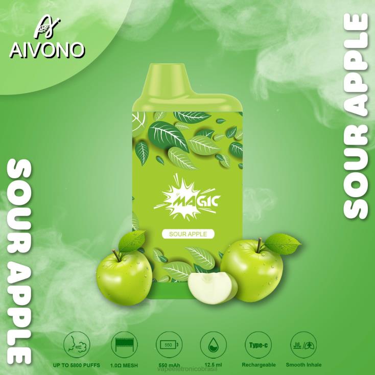 Aivono AIM MAGIC cigarro de caixa de 5800 bocas maçã azeda NHDB287 - Vape Vaporesso