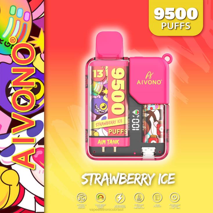 Aivono AIM TANK 9500 gelo de morango NHDB238 - Vape Eletronico
