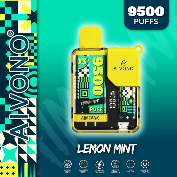 Aivono AIM TANK 9500 hortelã-limão NHDB235 - Vape Sem Nicotina