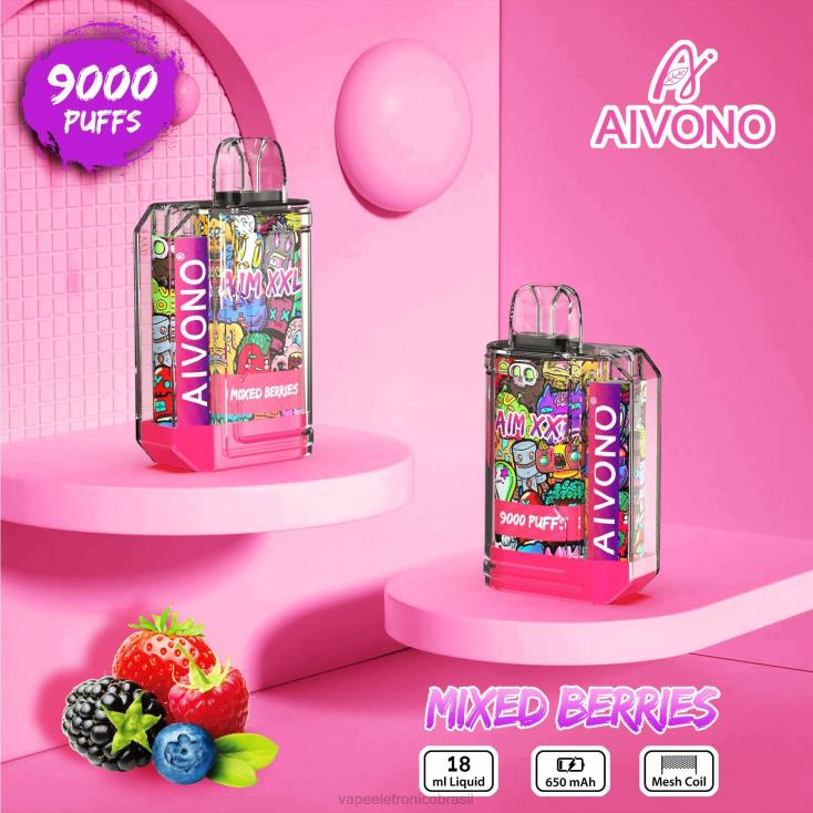 Aivono AIM XXL Adesivo de boca 9000 transparente frutas misturadas NHDB251 - Vape Recarregável