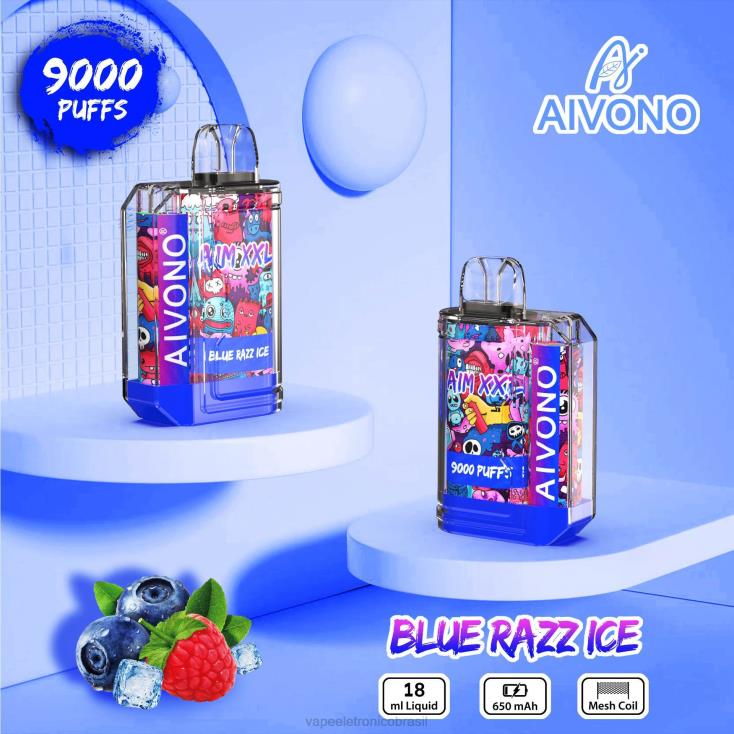Aivono AIM XXL Adesivo de boca 9000 transparente gelo azul NHDB254 - Vape Descartavel