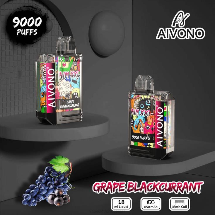 Aivono AIM XXL Adesivo de boca 9000 transparente groselha preta NHDB256 - Vape Recarregável