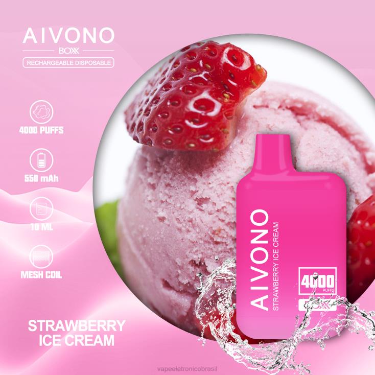 Aivono AIM BOXX 4000 sorvete de morango NHDB2221 - Vape Recarregável