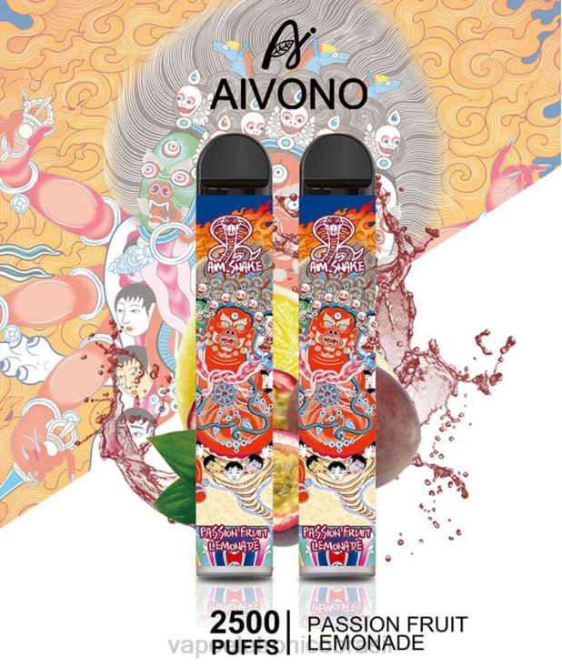 Aivono AIM SNAKE 2500 limonada de maracujá NHDB2315 - Vape Sem Nicotina