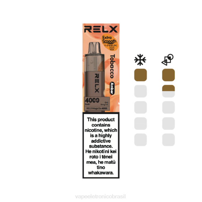 RELX MagicGo 4000 vapores descartáveis tabaco (âmbar) 68N85 Vape Sem Nicotina